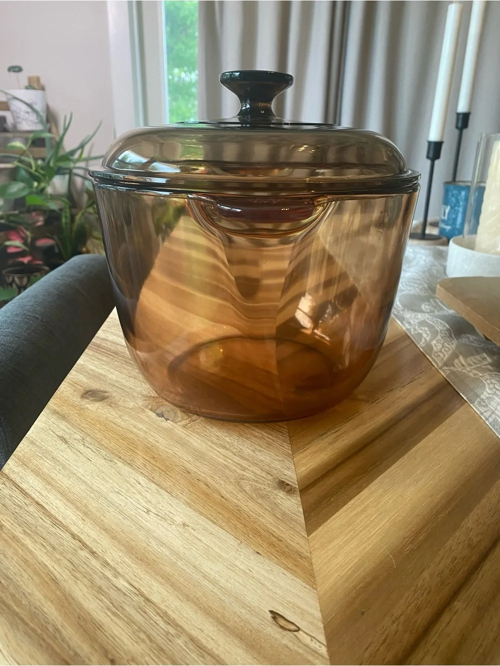 Corning Visionware Amber 3.5 L  Dutch Oven Stock Pot W/ Lid